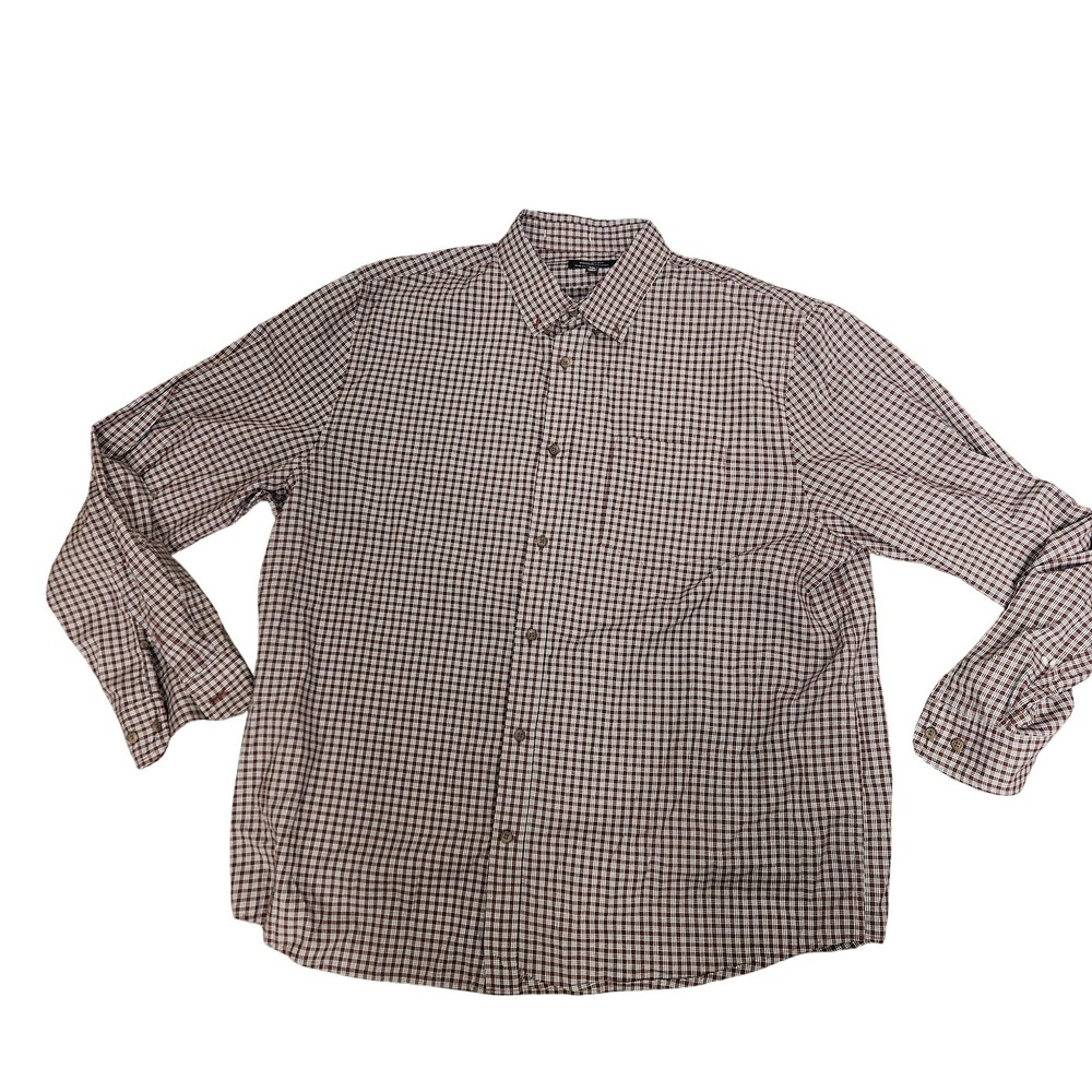 Banana Republic Shirt Mens 2XL Burgundy Plaid Slim Fit‎ Untucked Button Down